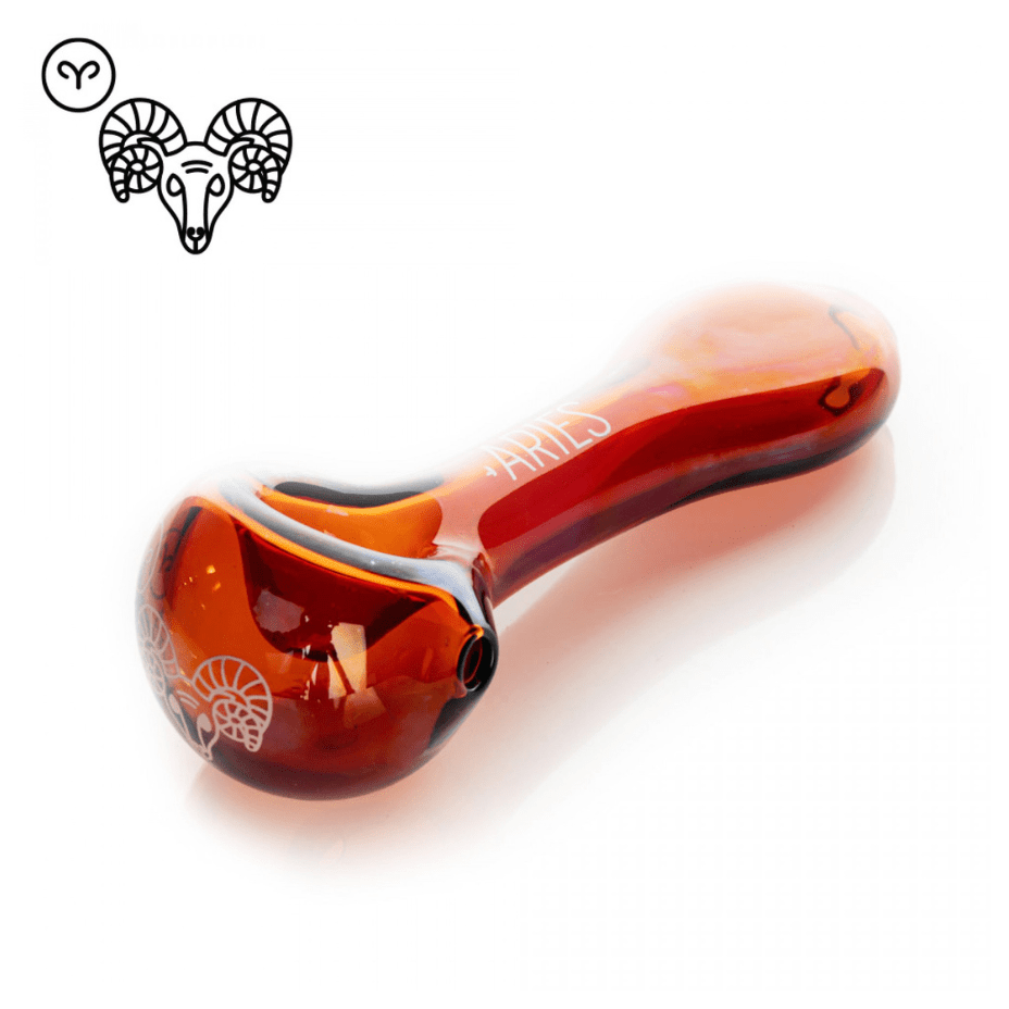 Red Eye Glass Zodiac Spoon Hand Pipe-4.5" Aries Airdrie Vape SuperStore and Bong Shop Alberta Canada
