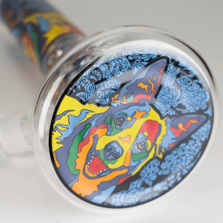 Retro 7mm Dog Design Beaker Bong 14" 14 Inches / 7mm Borosilicate Airdrie Vape SuperStore and Bong Shop Alberta Canada