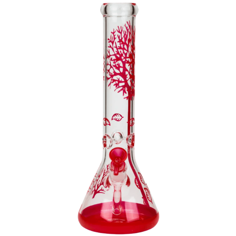 Retro 7mm Tree Of Life Beaker Bong 15" 14" / Red Airdrie Vape SuperStore and Bong Shop Alberta Canada