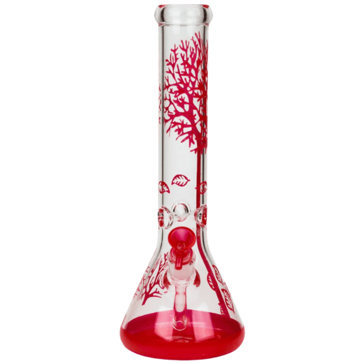 Retro 7mm Tree Of Life Beaker Bong 15" 14" / Red Airdrie Vape SuperStore and Bong Shop Alberta Canada