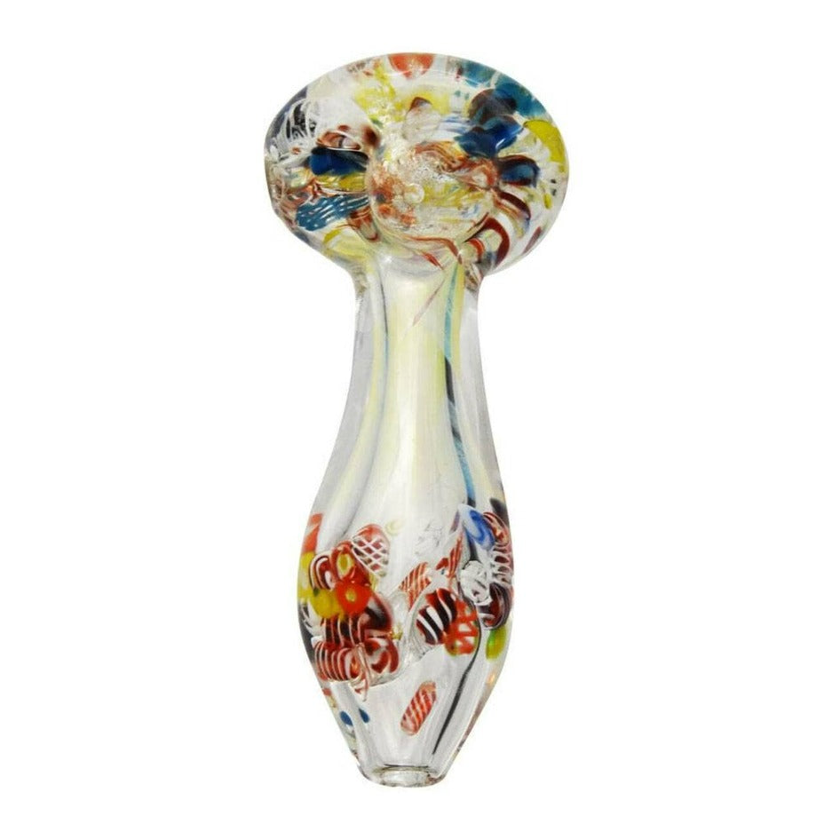 Retro Glass Clear Spoon w/Inside Out Confetti 4" 4" / Clear Airdrie Vape SuperStore and Bong Shop Alberta Canada