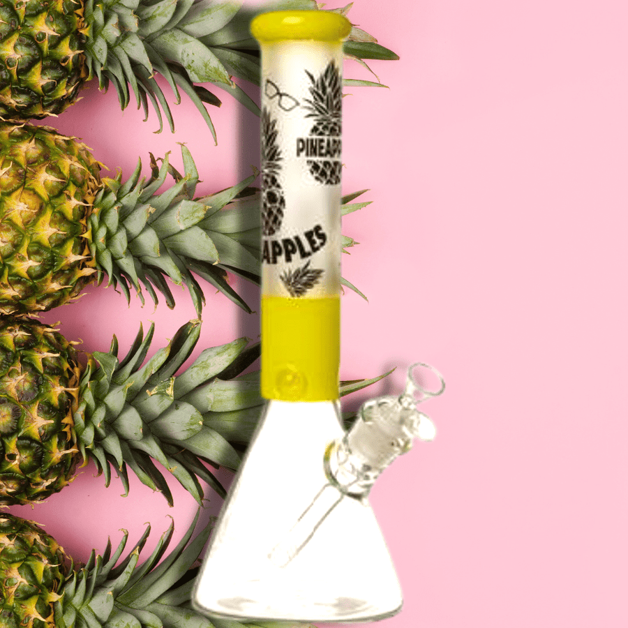 Retro Glass Retro Glass 7mm Frosted Pineapple Beaker 14" 14" / Yellow Retro Glass 7mm Frosted Pineapple Beaker 14"-Airdrie Vape SuperStore