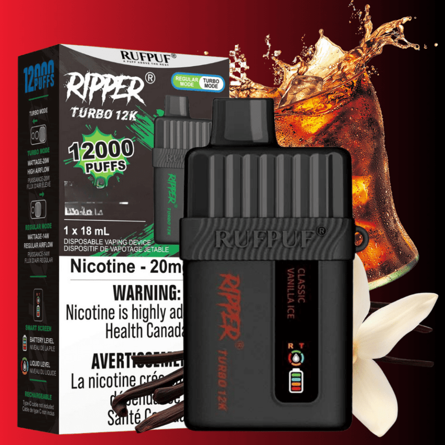 Ripper Turbo 12K Disposable Vape-Classic Vanilla Ice 12000 Puffs / 20mg Airdrie Vape SuperStore and Bong Shop Alberta Canada