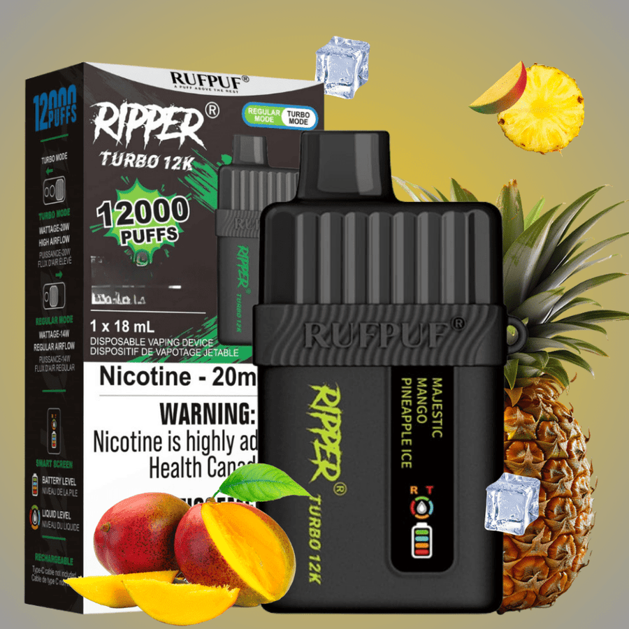 Ripper Turbo 12K Disposable Vape-Majestic Mango Pineapple Ice 12000 Puffs / 20mg Airdrie Vape SuperStore and Bong Shop Alberta Canada
