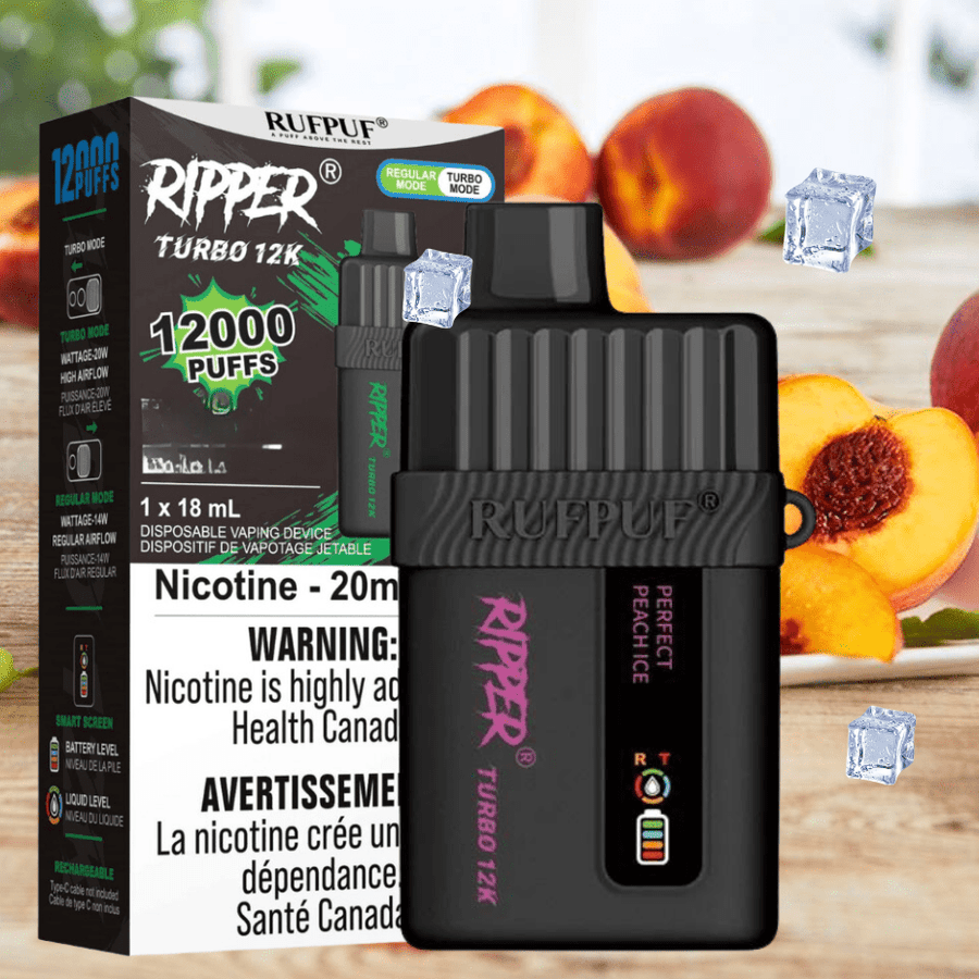 Ripper Turbo 12K Disposable Vape-Perfect Peach Ice 12000 Puffs / 20mg Airdrie Vape SuperStore and Bong Shop Alberta Canada