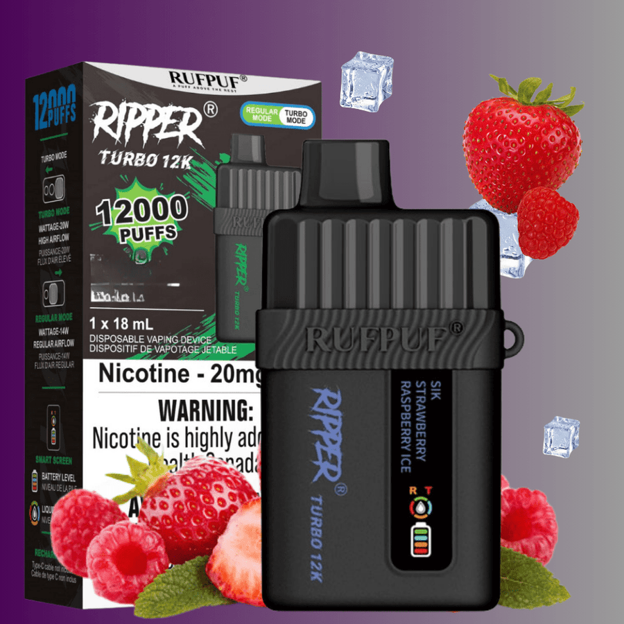 Ripper Turbo 12K Disposable Vape-Sik Strawberry Raspberry Ice 12000 Puffs / 20mg Airdrie Vape SuperStore and Bong Shop Alberta Canada