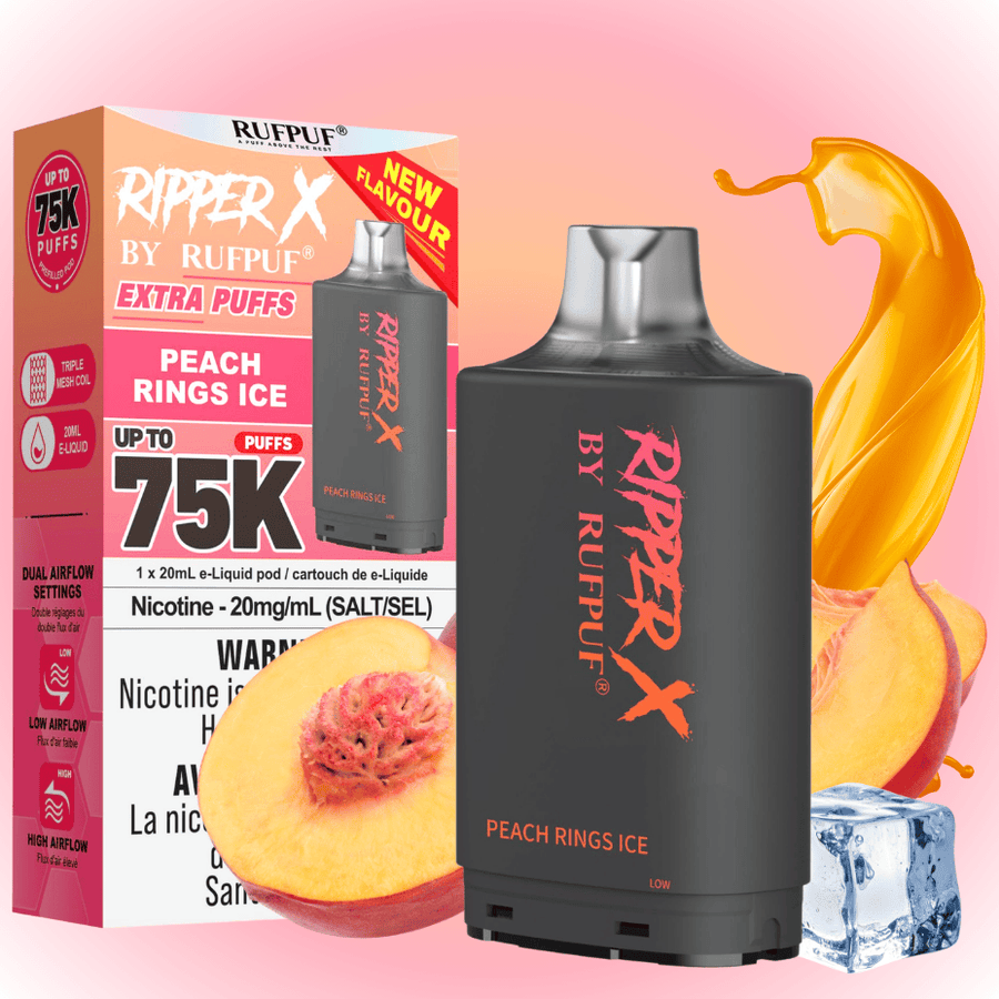 Ripper X 75K Turbo Pod - Peach Rings Ice 75000 Puffs / 20mg Airdrie Vape SuperStore and Bong Shop Alberta Canada