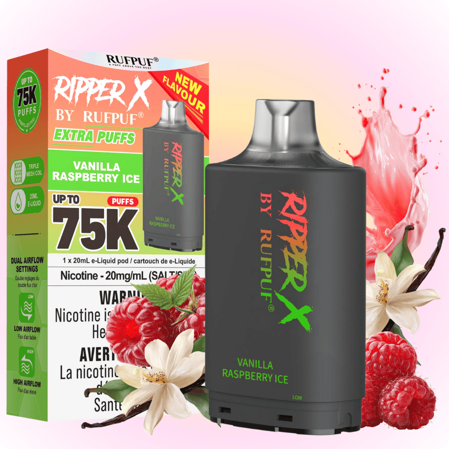 Ripper X 75K Turbo Pod - Vanilla Raspberry Ice 75000 Puffs / 20mg Airdrie Vape SuperStore and Bong Shop Alberta Canada