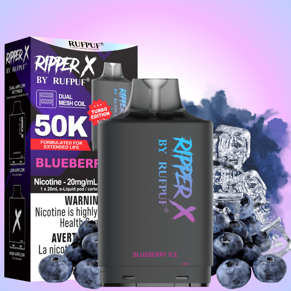RufPuf Ripper X 35K Turbo Pod - Blueberry Ice 20mg Airdrie Vape SuperStore and Bong Shop Alberta Canada