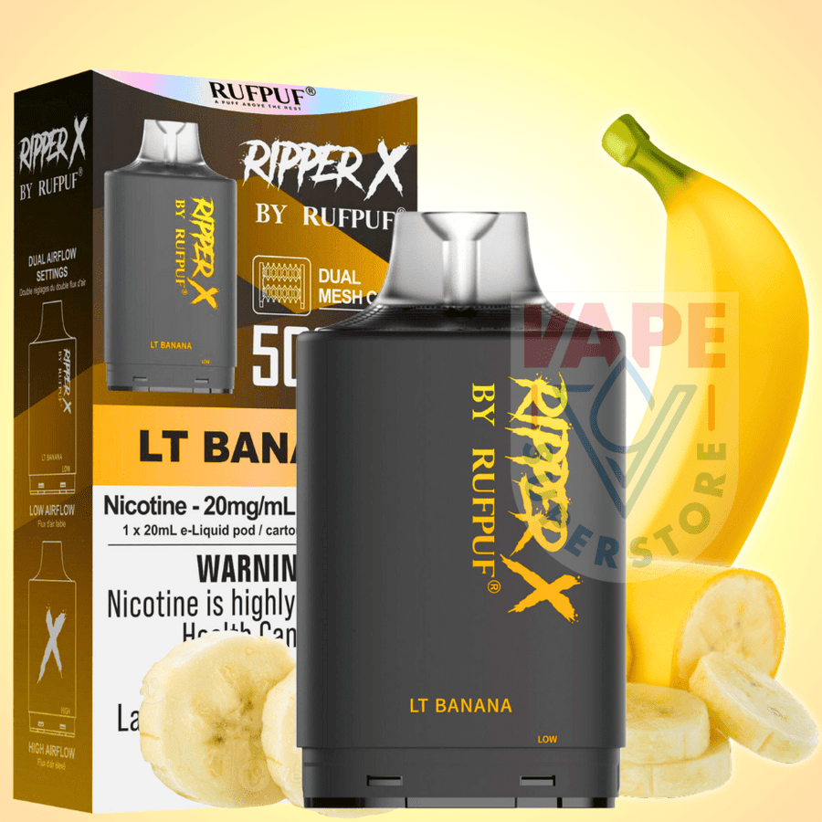 RufPuf Ripper X 50K Turbo Pod - LT Banana 20mg / 50000 Puffs Airdrie Vape SuperStore and Bong Shop Alberta Canada
