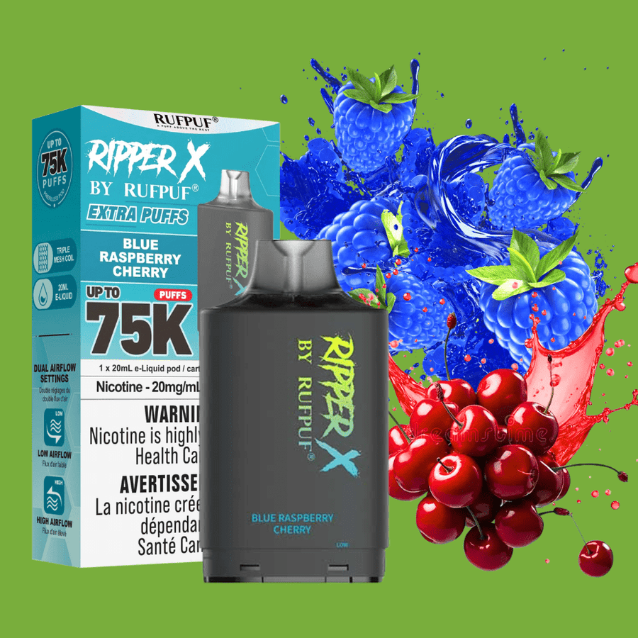 RufPuf Ripper X 75K Turbo Pod-Blue Raspberry Cherry Airdrie Vape SuperStore and Bong Shop Alberta Canada