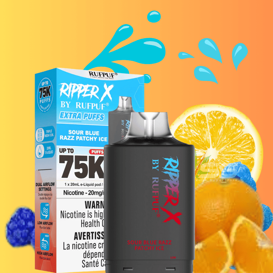 RufPuf Ripper X 75K Turbo Pod - Sour Blue Patchy Ice Airdrie Vape SuperStore and Bong Shop Alberta Canada