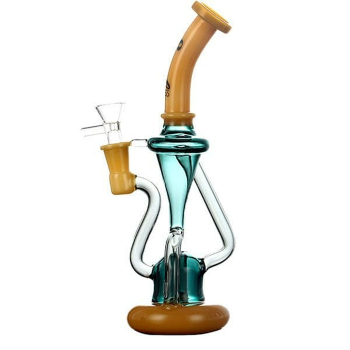 Soul Glass Recycler w/ Tubes 10" Green & Yellow Airdrie Vape SuperStore and Bong Shop Alberta Canada