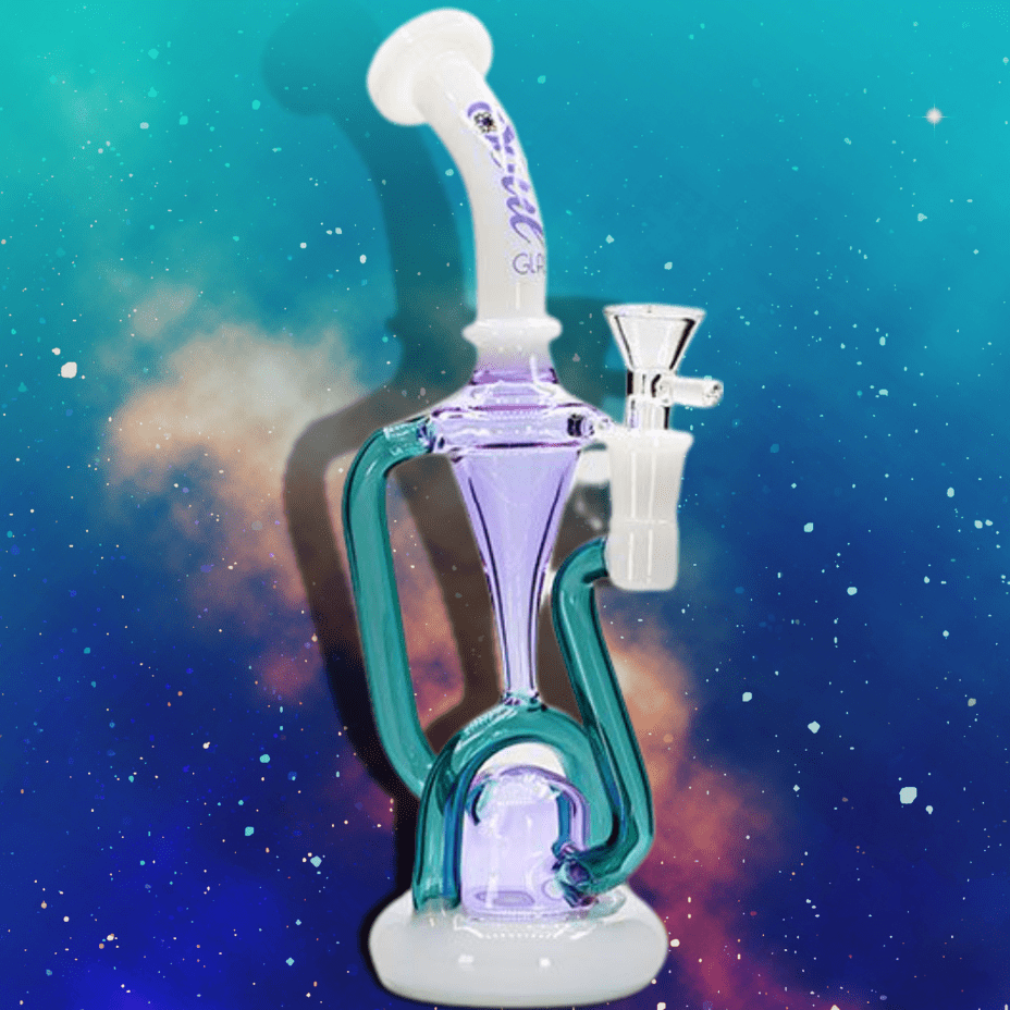 Soul Glass Recycler w/ Tubes 10" Purple & White Airdrie Vape SuperStore and Bong Shop Alberta Canada