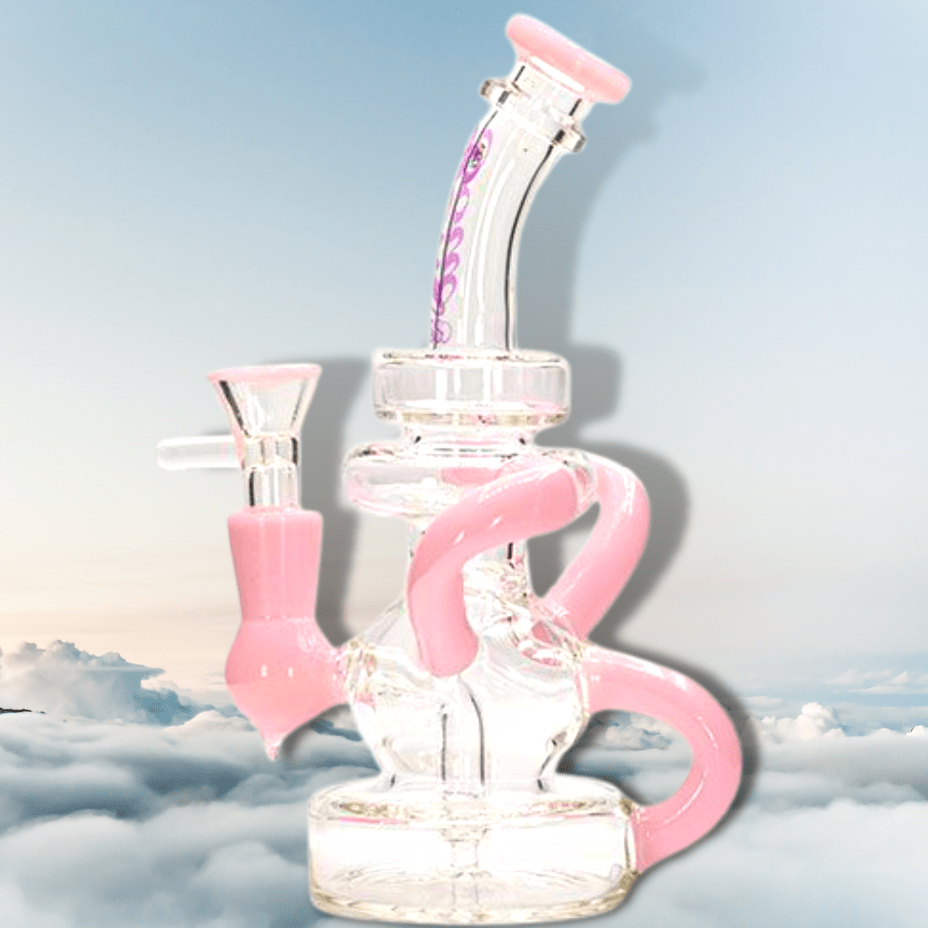 Soul Glass Soul Glass 2-in-1 Bent Neck Recycler 8" Pink Soul Glass 2-in-1 Bent Neck Recycler 8"-Airdrie Vape SuperStore & Bong Shop AB, Canada