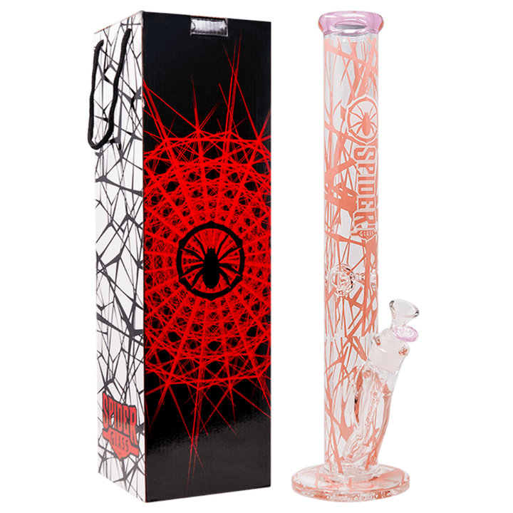Spider Glass Cylindrical Spiderweb 9mm-18" Pink Airdrie Vape SuperStore and Bong Shop Alberta Canada