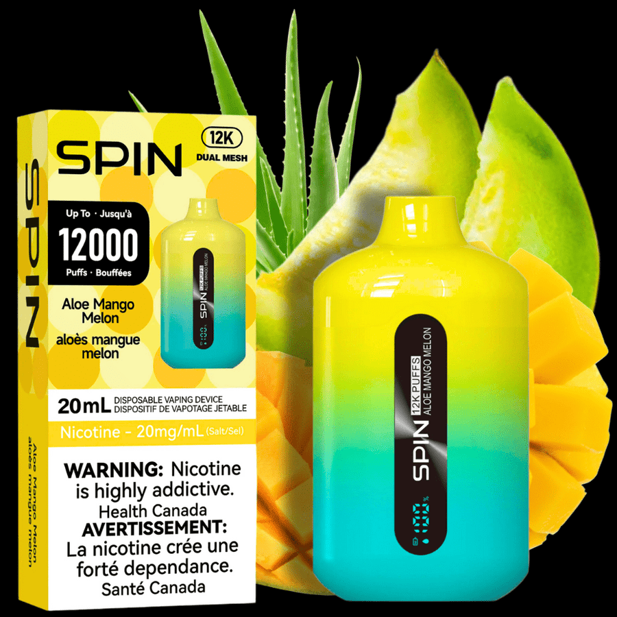 Spin 12,000 Disposable Vape-Aloe Mango Melon 20mL / 20mg Airdrie Vape SuperStore and Bong Shop Alberta Canada