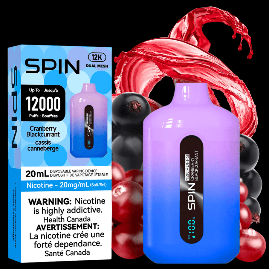 Spin 12,000 Disposable Vape-Cranberry Blackcurrant 20ml / 20mg Airdrie Vape SuperStore and Bong Shop Alberta Canada