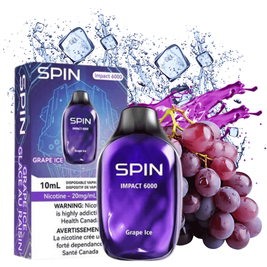 SPIN Impact 6000 Disposable Vape-Grape Ice 20mg / 6000 Puffs Airdrie Vape SuperStore and Bong Shop Alberta Canada