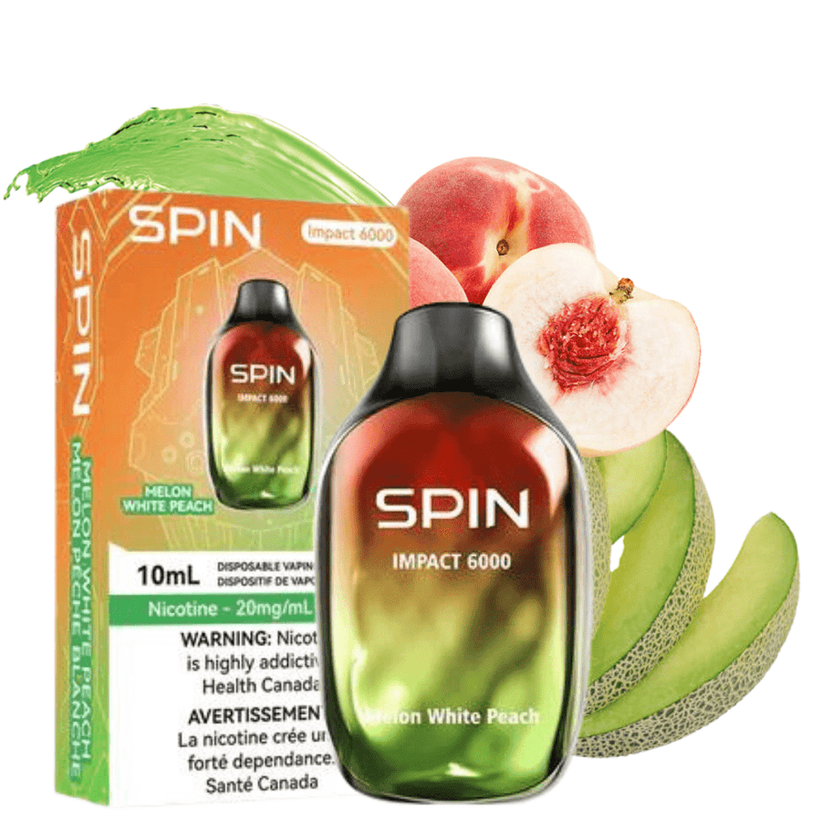 SPIN Impact 6000 Disposable Vape-Melon White Peach 20mg / 6000 Puffs Airdrie Vape SuperStore and Bong Shop Alberta Canada