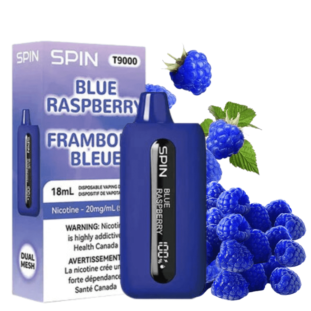 Spin T9000 Disposable Vape-Blue Raspberry 20mg / 9000 Puffs Airdrie Vape SuperStore and Bong Shop Alberta Canada