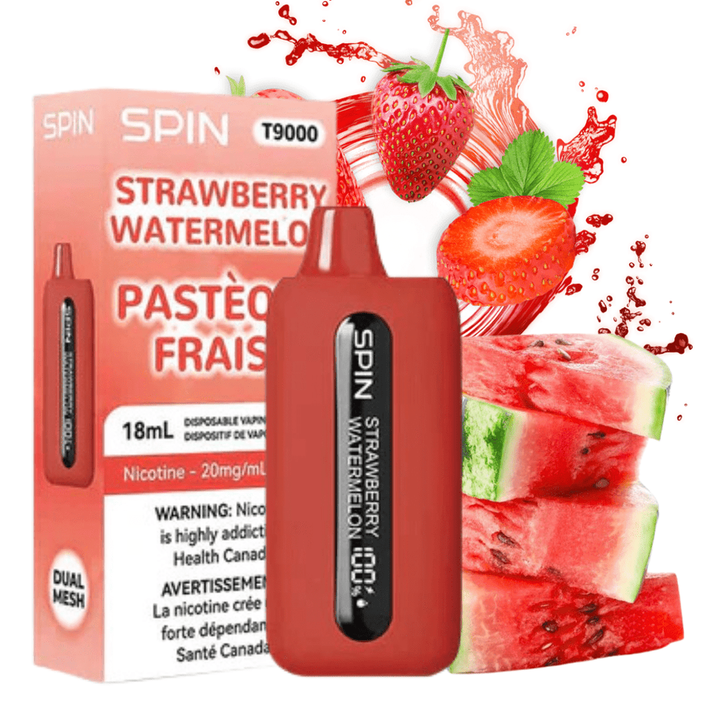 Spin T9000 Disposable Vape-Strawberry Watermelon 20mg / 9000 Puffs Airdrie Vape SuperStore and Bong Shop Alberta Canada