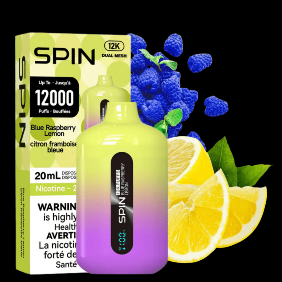 Spin Vape 12,000 Disposable Vape-Blue Raspberry Lemon 20ml / 20mg Airdrie Vape SuperStore and Bong Shop Alberta Canada