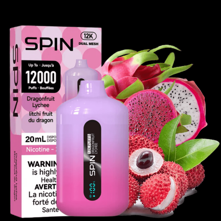 Spin Vape 12,000 Disposable Vape-Dragonfruit Lychee 20ml / 20mg Airdrie Vape SuperStore and Bong Shop Alberta Canada