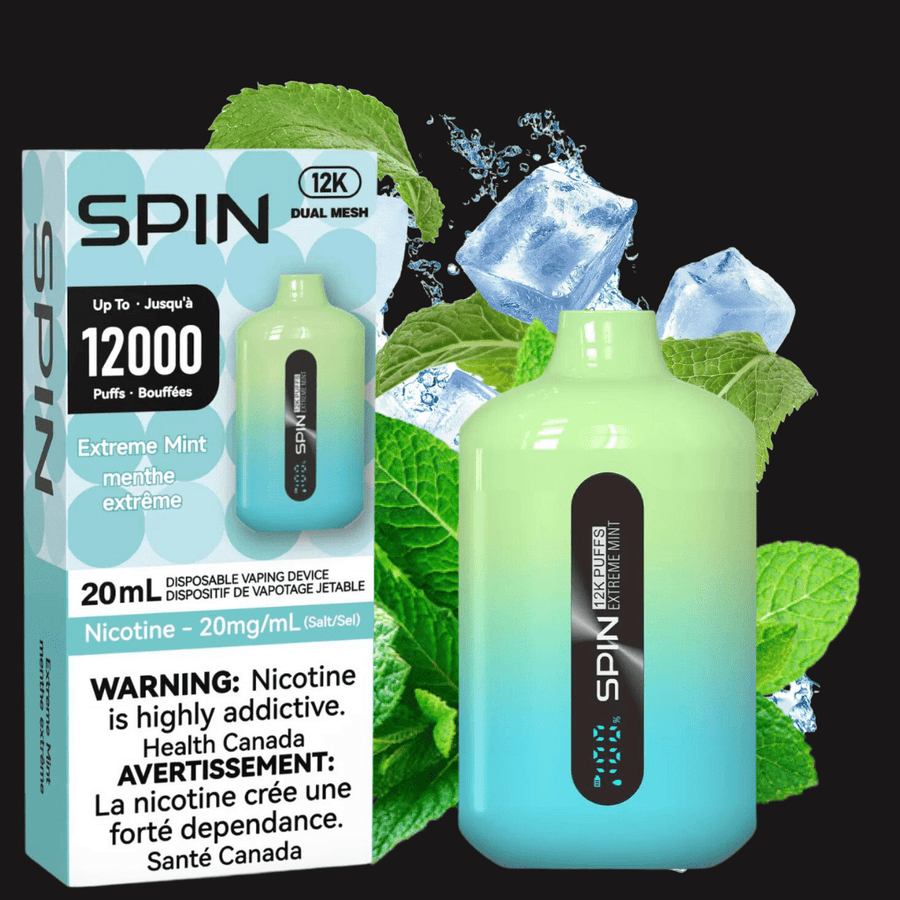 Spin Vape 12,000 Disposable Vape-Extreme Mint 20mg Airdrie Vape SuperStore and Bong Shop Alberta Canada