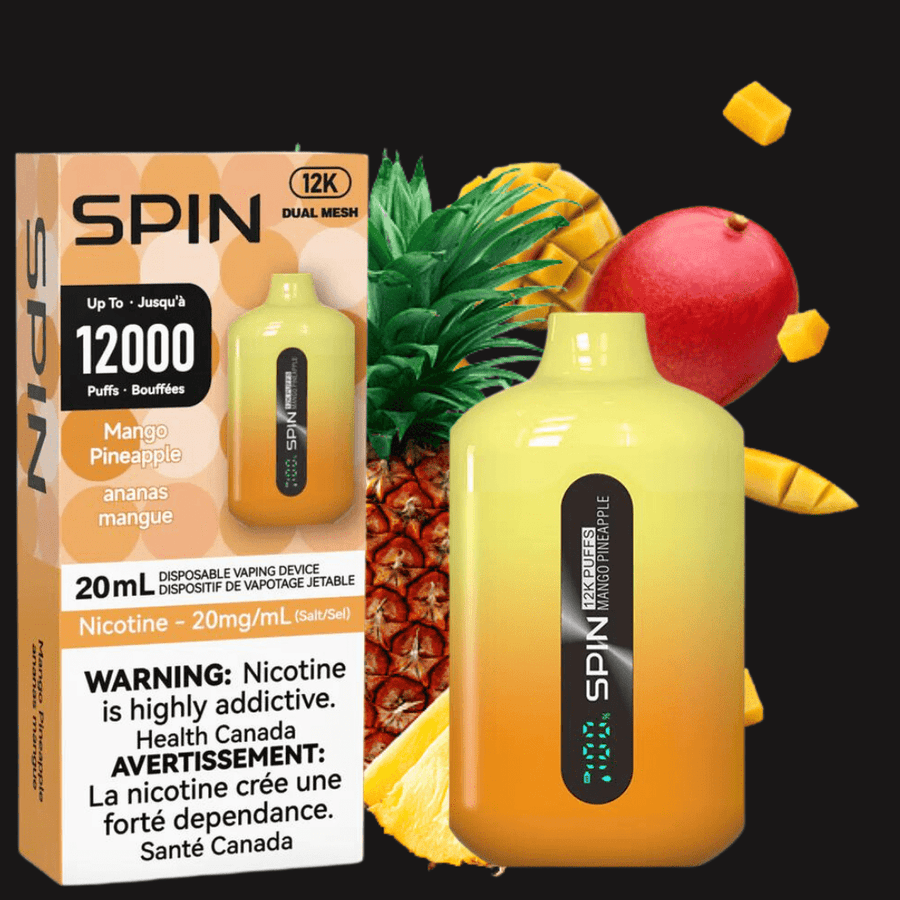 Spin Vape 12,000 Disposable Vape-Mango Pineapple 20mg Airdrie Vape SuperStore and Bong Shop Alberta Canada