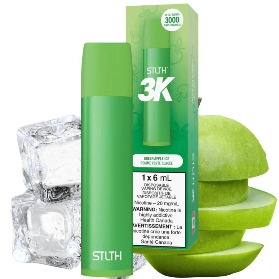 STLTH 3K Disposable Vape Green Apple Ice 3000 Puffs / 20mg Airdrie Vape SuperStore and Bong Shop Alberta Canada