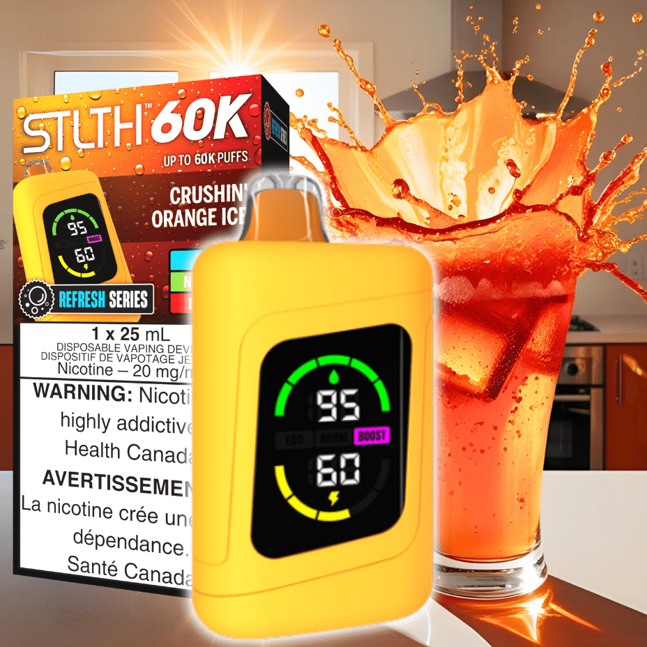 STLTH 60K Disposable Vape REFRESH-Crushin' Orange Ice 20mg / 60000 Puffs Airdrie Vape SuperStore and Bong Shop Alberta Canada