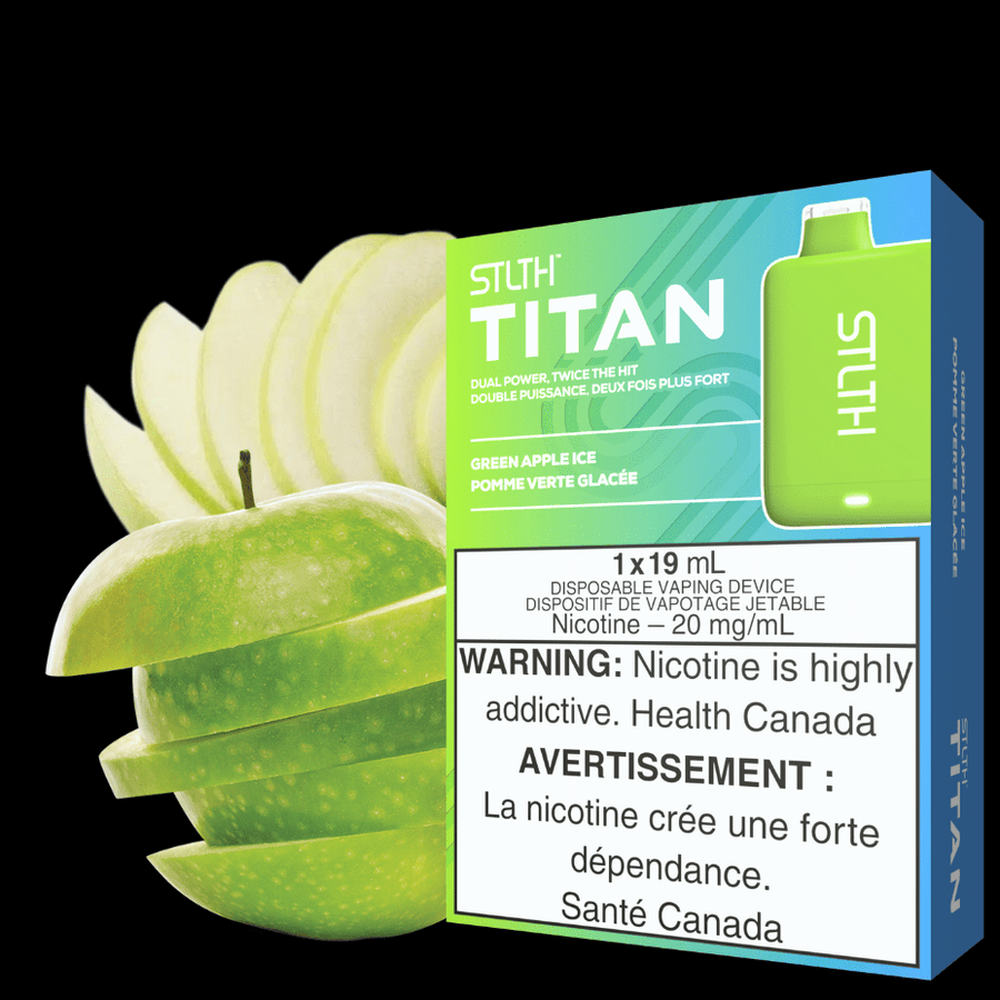 STLTH Titan 10K Disposable Vape-Green Apple Ice 19ml / 20mg Airdrie Vape SuperStore and Bong Shop Alberta Canada