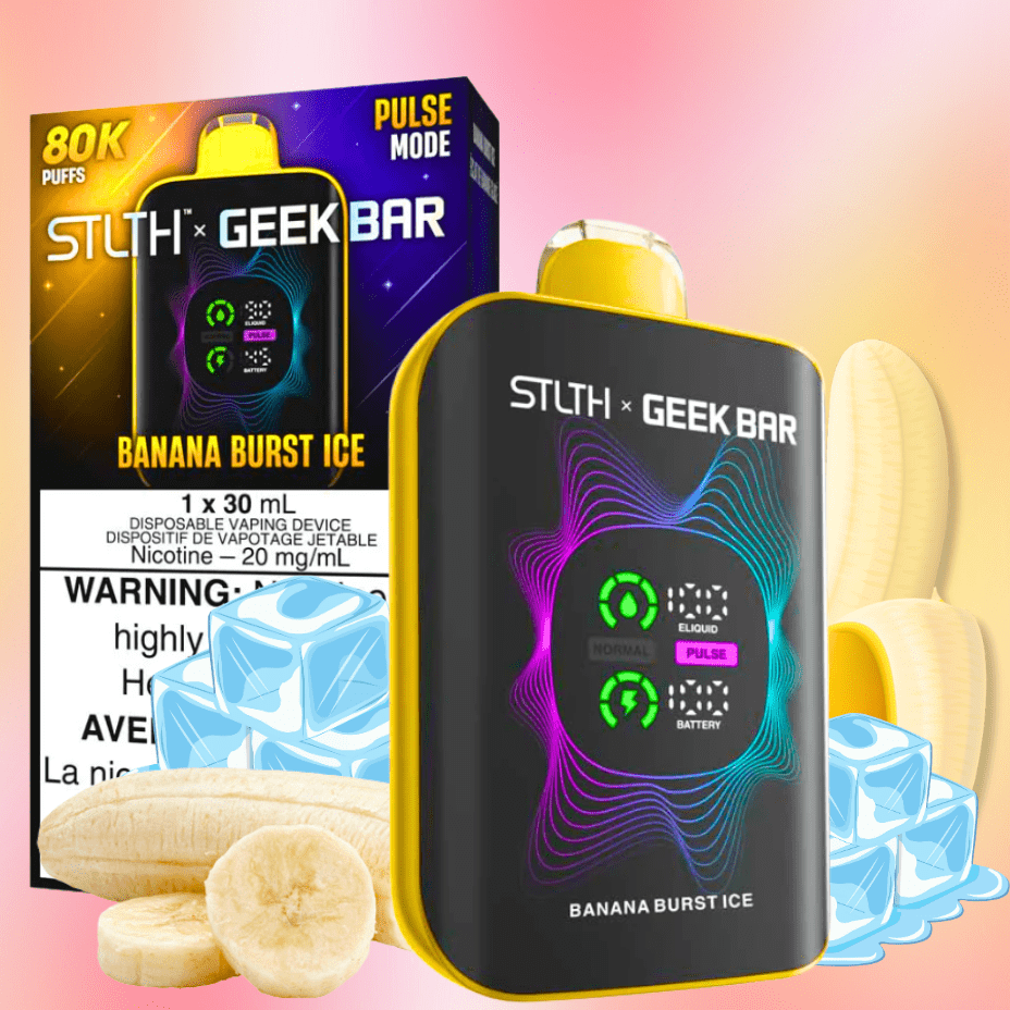 STLTH x Geek Bar 80K Disposable Vape-Banana Burst Ice Alberta - Airdrie Vape SuperStore & Bong Shop STLTH x Geek Bar 80K Disposable Vape-Banana Burst Ice Alberta - Airdrie Vape SuperStore & Bong Shop
