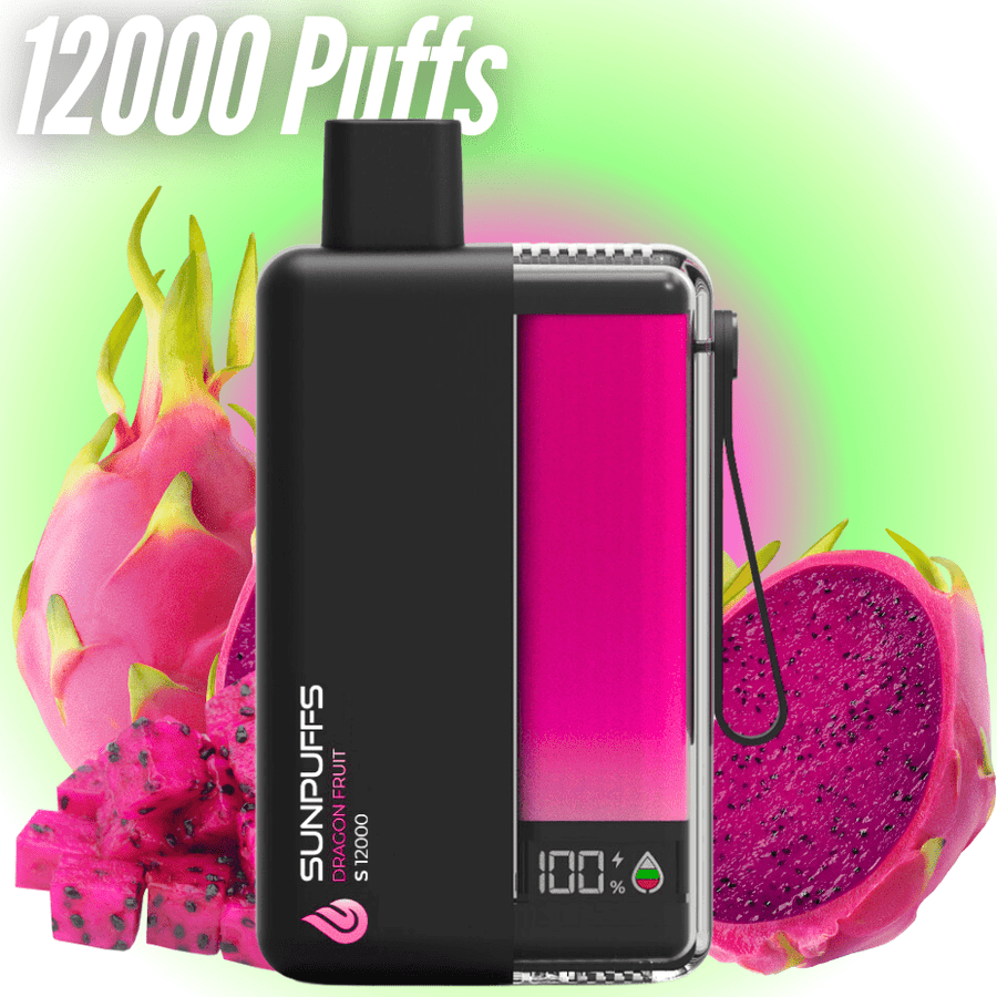 Sunpuffs S12000 Disposable Vape - Dragon Fruit Airdrie Vape SuperStore and Bong Shop Alberta Canada