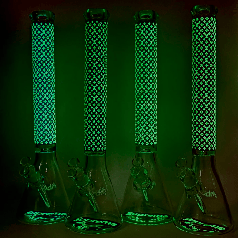 Supreme Glow in the Dark 9mm Beaker Bong-20" Airdrie Vape SuperStore and Bong Shop Alberta Canada