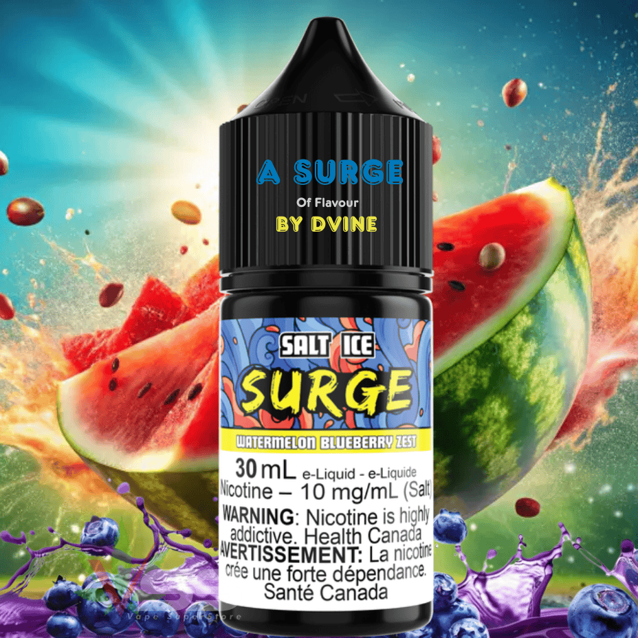 Surge E-Liquid-Watermelon Blueberry Zest Salt 30ml 10mg Airdrie Vape SuperStore and Bong Shop Alberta Canada