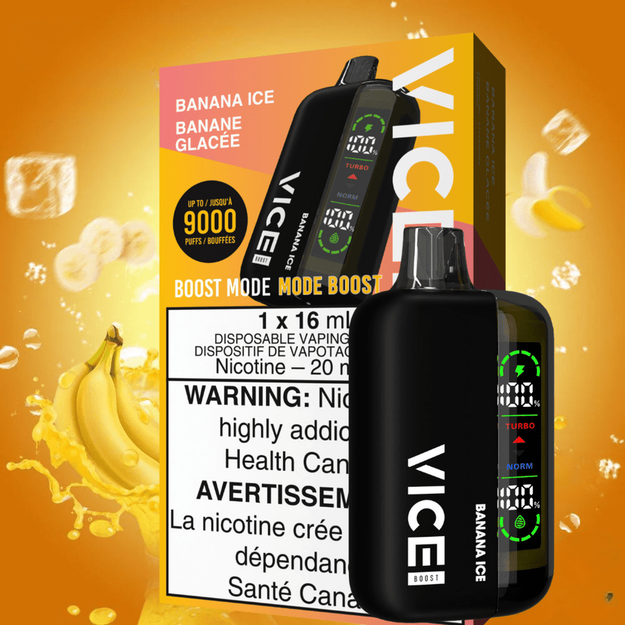 Vice Boost Disposable Vape-Banana Ice 9000 Puffs / 20mg Airdrie Vape SuperStore and Bong Shop Alberta Canada