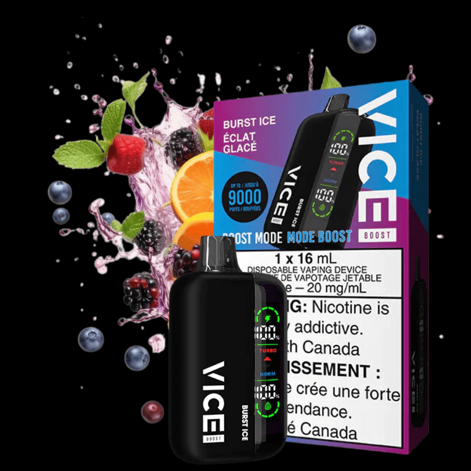 Vice Boost Disposable Vape-Burst Ice 9000 Puffs / 20mg Airdrie Vape SuperStore and Bong Shop Alberta Canada