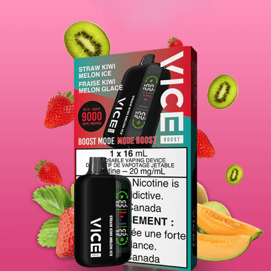 Vice Boost Disposable Vape-Strawberry Kiwi Melon Ice 9000 Puffs / 20mg Airdrie Vape SuperStore Alberta Canada