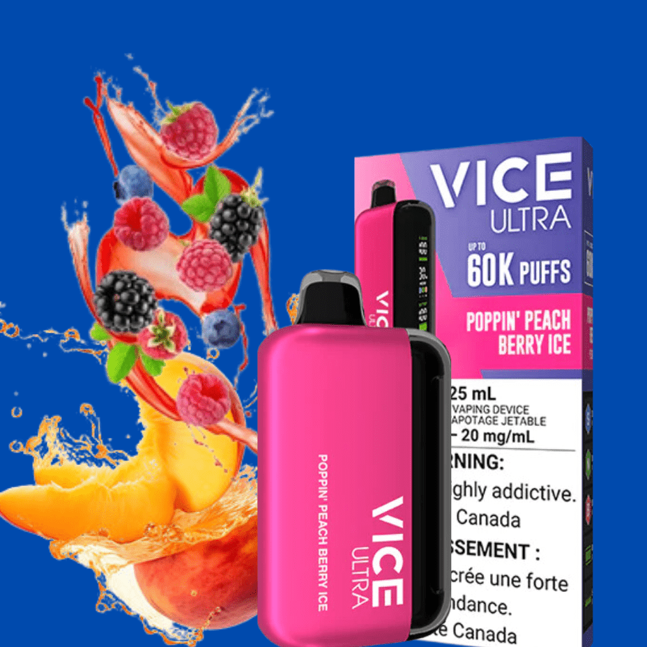 Vice Ultra 60K Disposable Vape-Poppin' Peach Berry Ice -Airdrie - Airdrie  Vape SuperStore & Bong Shop