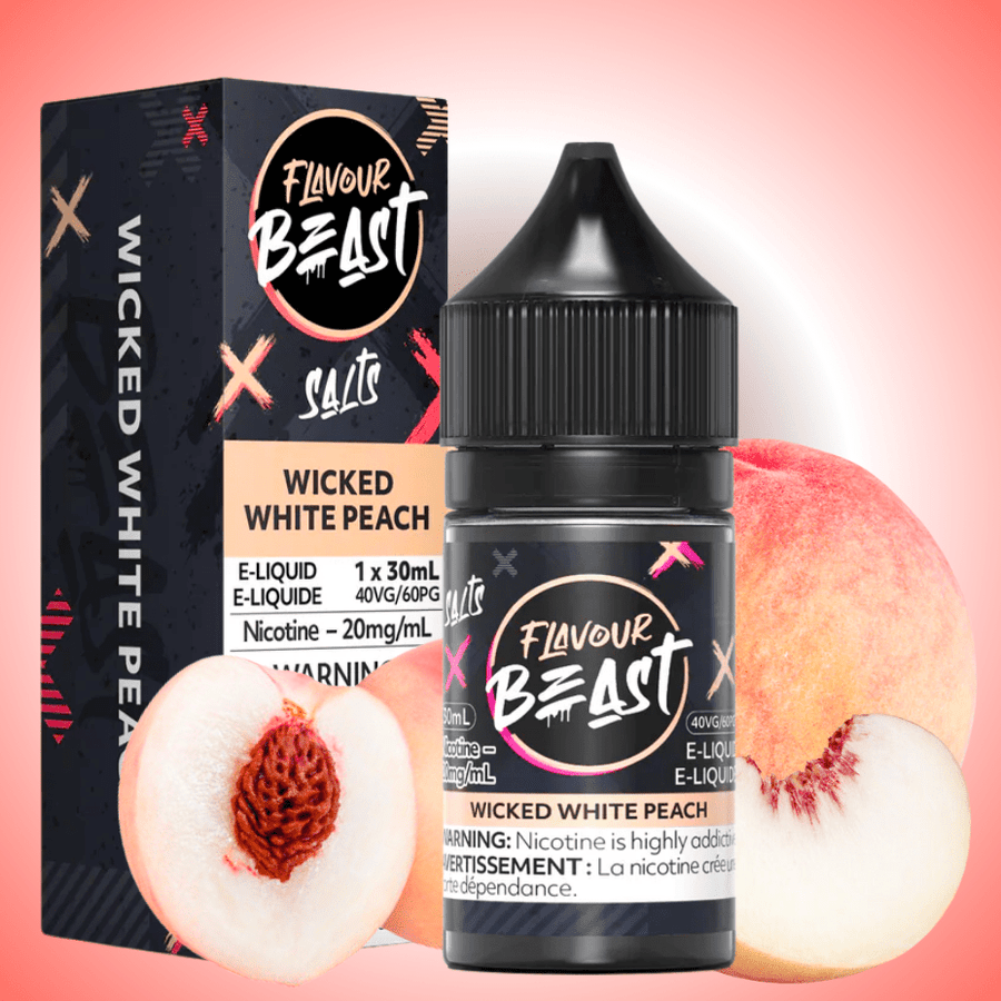 Wicked White Peach Salts by Flavour Beast E-Liquid 30ml / 20mg Airdrie Vape SuperStore and Bong Shop Alberta Canada